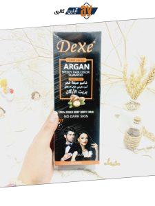 شامپو رنگ مو سیاهی طبیعی در 8 دقیقه با عصاره روغن آرگان برند دکسی DEXE