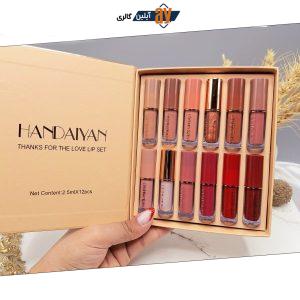 پک رژ لب مایع 12 عددی برند هندیان HANDAIYAN کد H1016