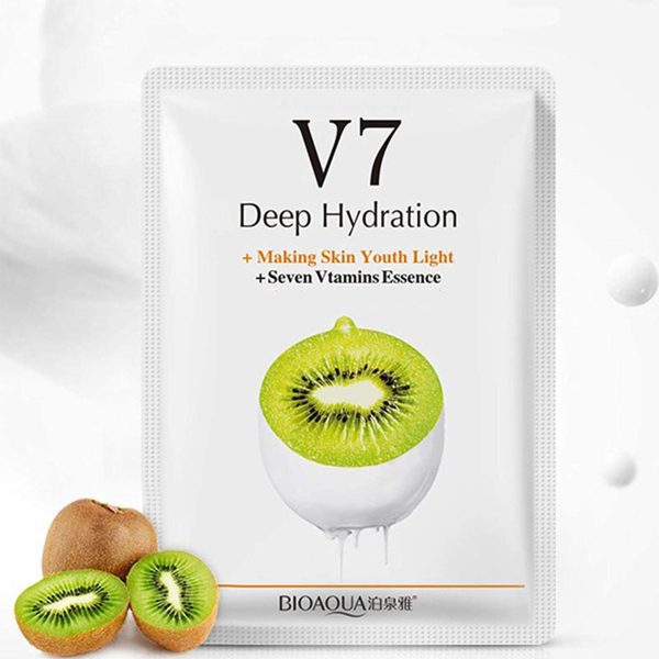 ماسک صورت بایو آکوا مدل kiwi وزن 30 گرم بسته 5 عددی