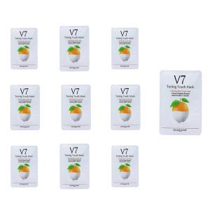 ماسک صورت بایو آکوا مدل شیر و پرتقال v7 کد bqy9255 وزن 30 گرم بسته 10 عددی