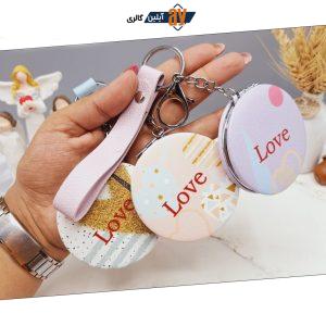 آینه آرایشی دسته دار مدل دایره ای طرح برج ایفل Love