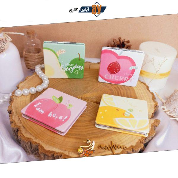 آینه جیبی دوطرفه میوه ای مربعی