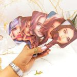 آینه دسته چوبی مربع فانتزی طرح دختر