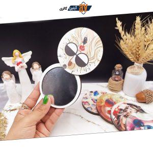 آینه چوبی دایره ای مدل دخترانه طرح سوم
