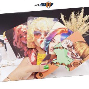آینه چوبی دسته دار مکعب مدل دخترانه طرح اول
