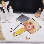 آینه چوبی دسته دار مکعب مدل دخترانه طرح اول