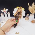 آینه چوبی دسته دار گل مدل دخترانه  طرح دوم