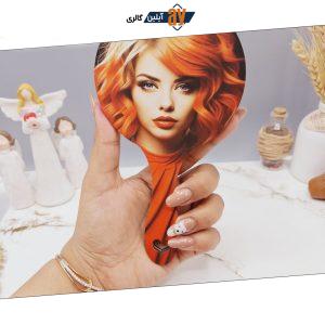 آیینه چوبی دسته دار طرح گرد
