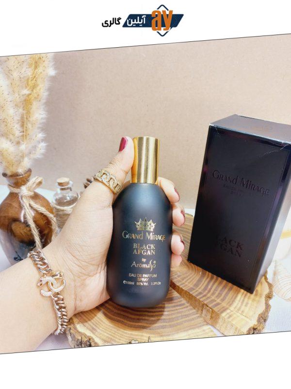 ادکلن بلک افغان آروماسک GRAND MIRAGE BLACK AFGAN AROMASQ حجم 100 میلی لیتر اورجینال اماراتی