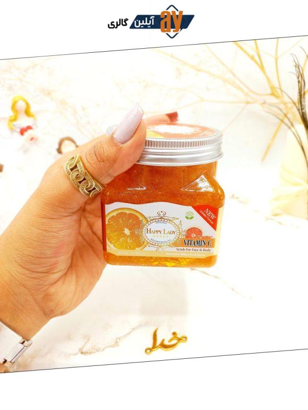 اسکراب شنی صورت و بدن ویتامین سی هپی لیدی HAPPY LADY