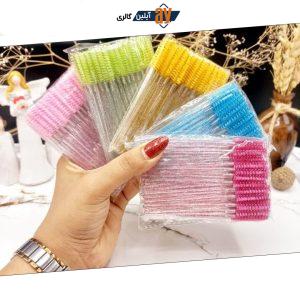 برس ابرو و مژه رنگی شیشه ای بسته 50 عددی