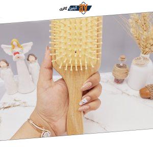 برس مو بامبو چوبی کف کرمی طرح مستطیل