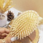 برس مو بامبو کف کرمی دندانه چوبی بیضی سایز بزرگ | فروش عمده
