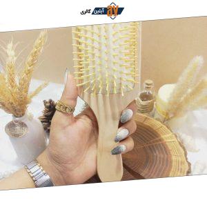 برس مو چوبی بامبو مستطیلی کف کرمی سایز بزرگ | فروش عمده