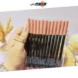خط لب مدادی با کیفیت میکاپ ولوت مات درب کرمی بسته 12 عددی