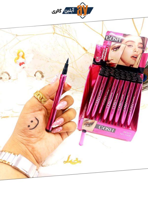 خط چشم مشکی ماژیکی ضدآب گاش GOSH (سرخابی) کد 1008