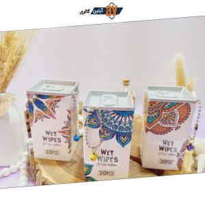دستمال مرطوب قوطی مربعی طرح نقش و نگار وارداتی و باکیفیت کد JB1930