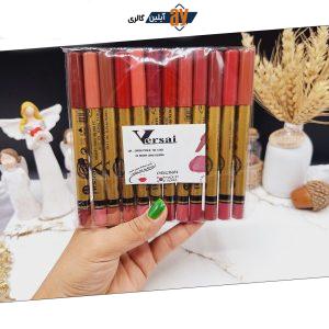 رژ مدادی با کیفیت ورسای Versai پوکه طلایی درب مشکی (اصلی) بسته 12 عددی