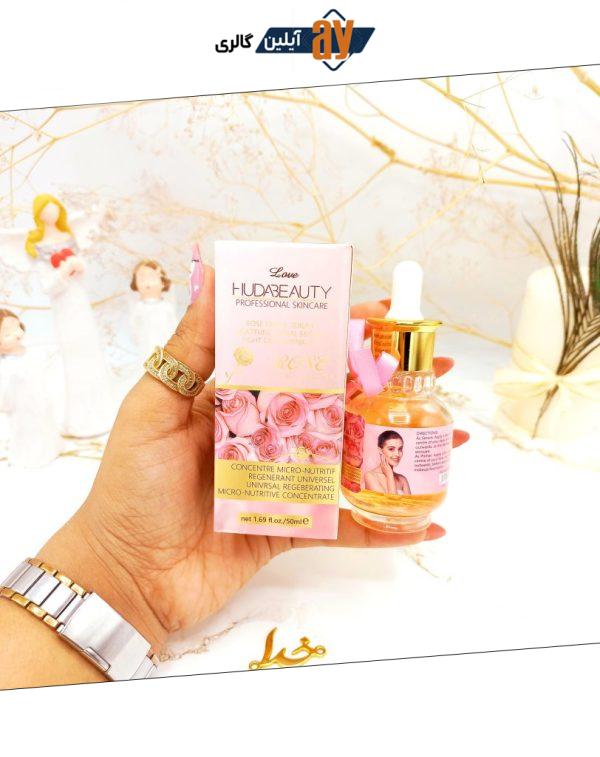 سرم و پرایمر مغذی جوان کننده صورت گل رز هدی بیوتی HUDABEAUTY کد HD826009