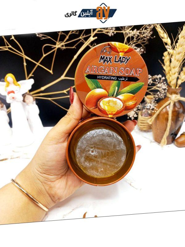 صابون آرگان قوطی فلزی برند مکس لیدی MAX LADY کد 13974