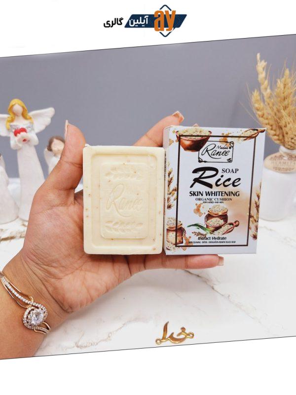 صابون سفید کننده و لایه بردار پوست برنج برند Rice کد DM002