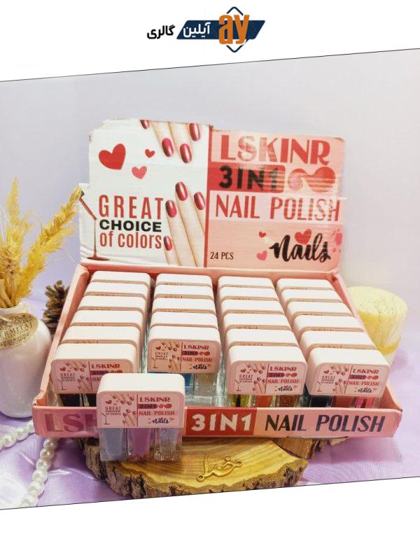 لاک سه قلو پرطرفدار نایلی پولیش لسکینر NAIL POLISH LSKINR کد 9008 | پخش عمده