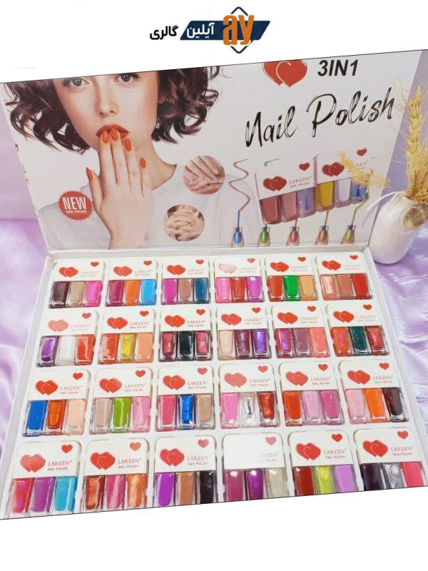 لاک سه قلو پرطرفدار کتابی نایلی پولیش لرن NAIL POLISH LAREEN کد S009 | پخش عمده