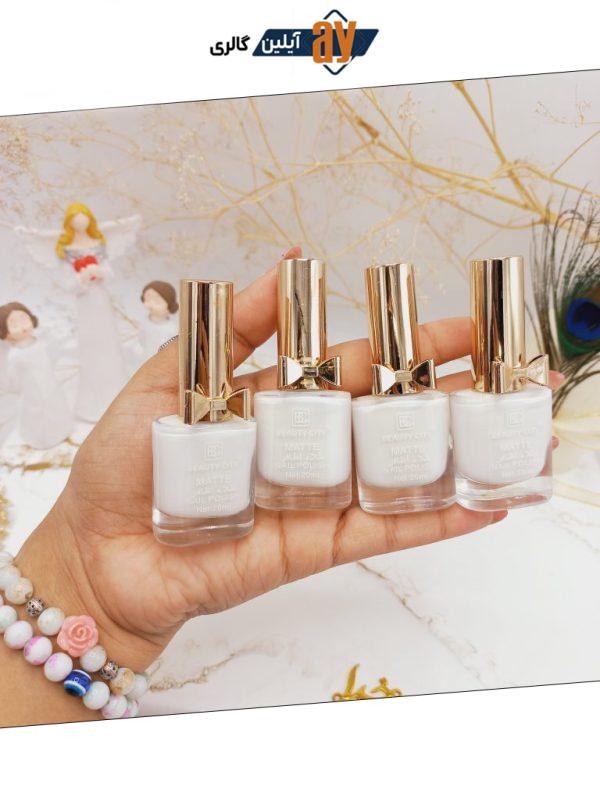 لاک پرطرفدار پاپیونی سفید برند بیوتی سیتی BEAUTY CITY کد XU0047