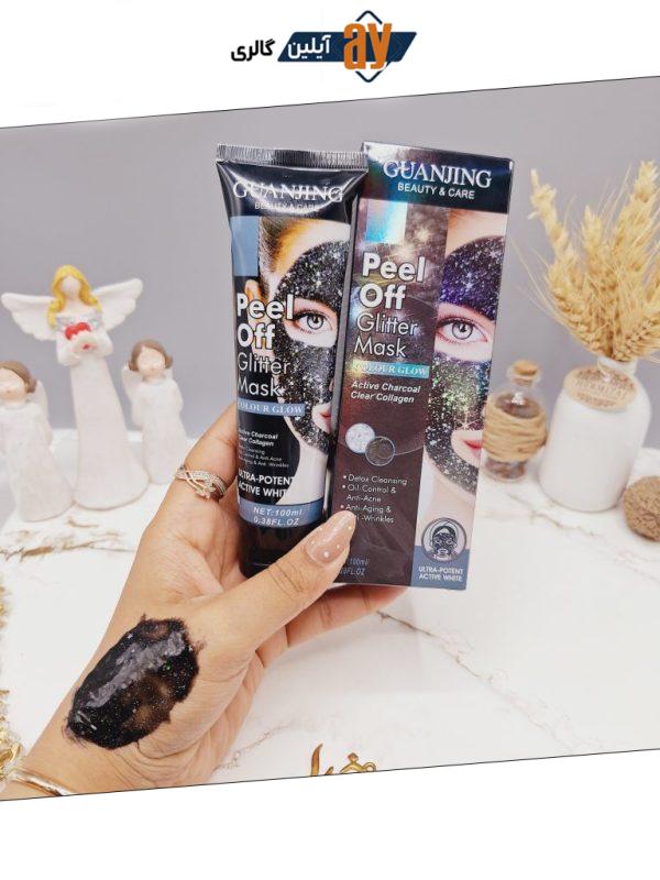 ماسک تیوپی لایه بردار پیل آف گلیتری با عصاره زغال فعال  GUANJING کد GJ7095