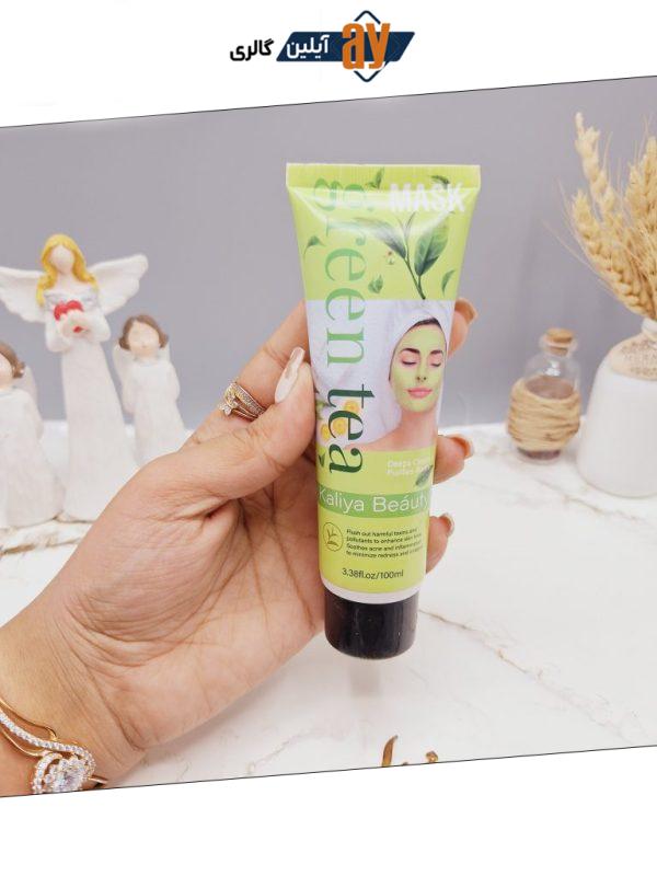 ماسک صورت چای سبز برای ازبین بردن آکنه وقرمزی صورت برندکایلی بیوتیKaliya Beauty کدZ195