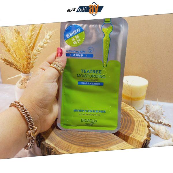 ماسک ورقه ای ترمیم کننده و ضد آکنه درخت چای سبز اصلی بیوآکوا BIOAQUA کد 9346 | پخش عمده