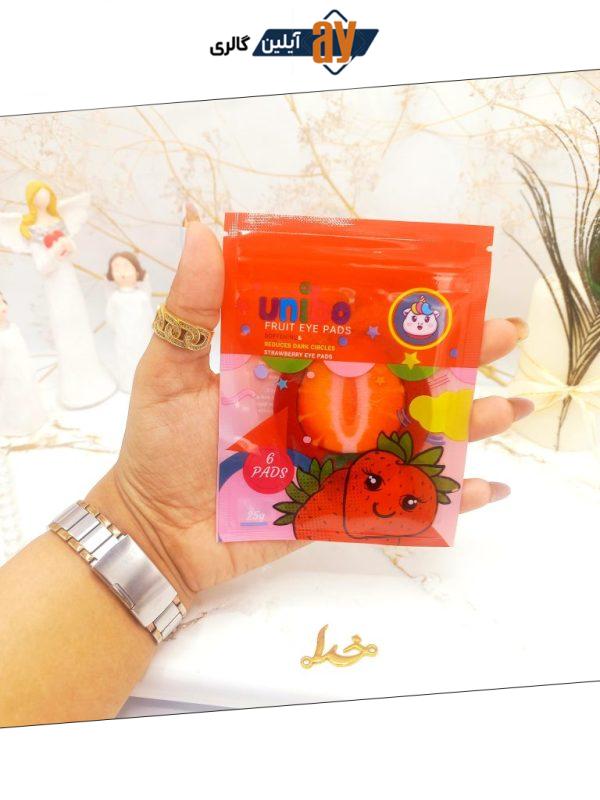 ماسک پد دور چشم میوه ای 6عددی یونیبو UNIBO‏ (توت فرنگی)