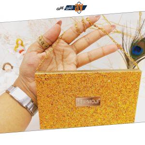 پالت سایه 15 رنگ هدا موجی HUDA MOJI طرح کیف زنجیره ای (طلایی) کد ES066