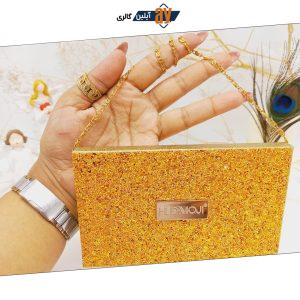 پالت سایه 15 رنگ هدا موجی HUDA MOJI طرح کیف زنجیره ای (طلایی) کد ES066