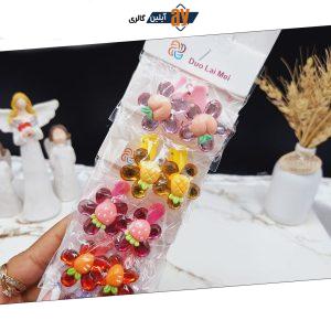 پک 10 عددی پنس مو طرح گل میوه ای طرح دوم