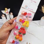 پک 10 عددی گیره مو دخترانه طرح گل و میوه