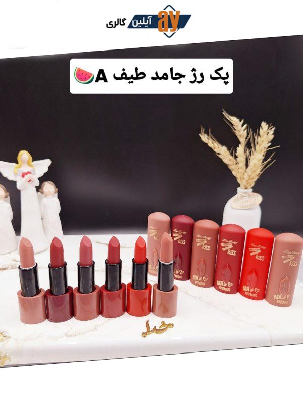 پک‌ 6عددی رژ جامد مات طرح لب برند میس بیوتی Miss Betty کد K166