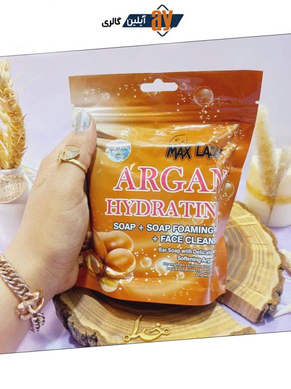 پک سه تایی صابون آرگان ARGAN و ژل شستشو و لیف مکس لیدی کد MX2317