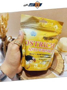 پک سه تایی صابون شترمرغ OSTRICH و ژل شستشو و لیف مکس لیدی کد MX 2318