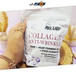 پک سه تایی صابون کلاژن COLLAGEN و ژل شستشو و لیف مکس لیدی کد MX2322
