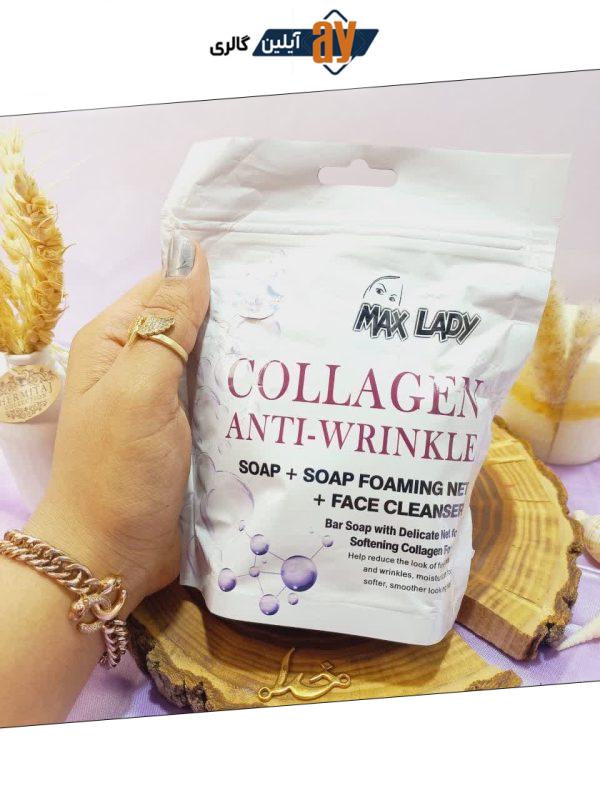 پک سه تایی صابون کلاژن COLLAGEN و ژل شستشو و لیف مکس لیدی کد MX2322