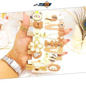 پک گیره و پنس مو دخترانه خرسی نود 14 عددی