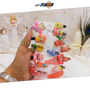 پک گیره و پنس مو دخترانه عروسکی صورتی 14 عددی