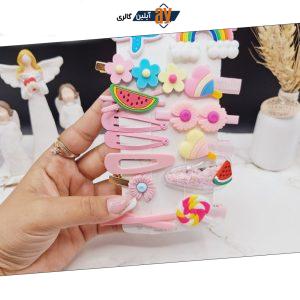 پک گیره و پنس مو دخترانه فانتزی صورتی