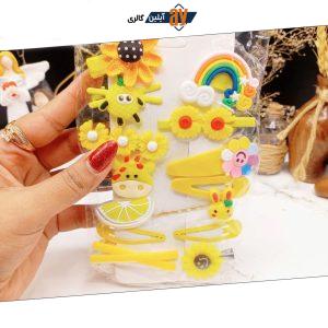 پک ۱۴ عددی گیره مو زرد