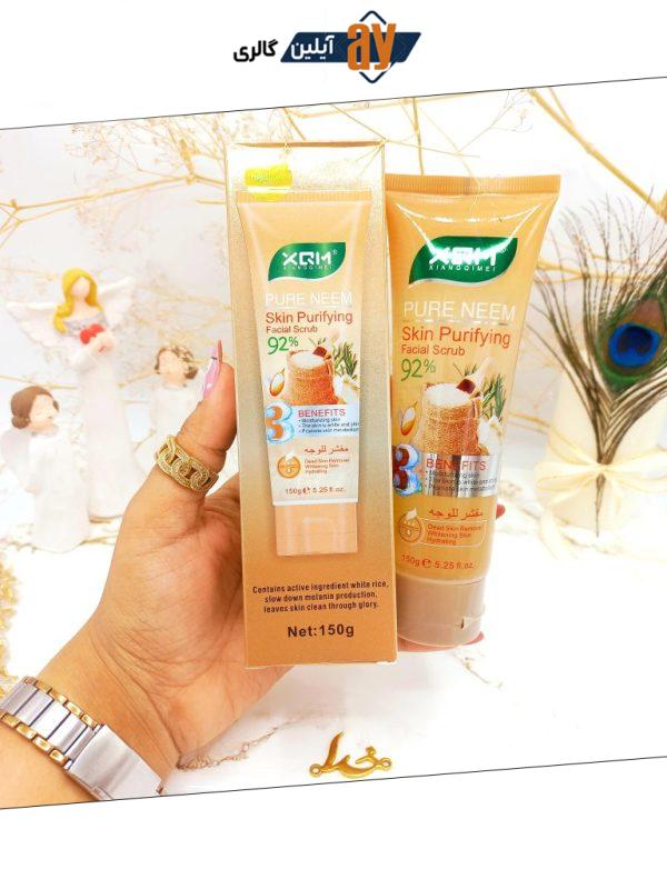  ژل اسکراب لایه بردار و روشن کننده 92 درصد صورت و بدن (برنج) XQM کد 2578