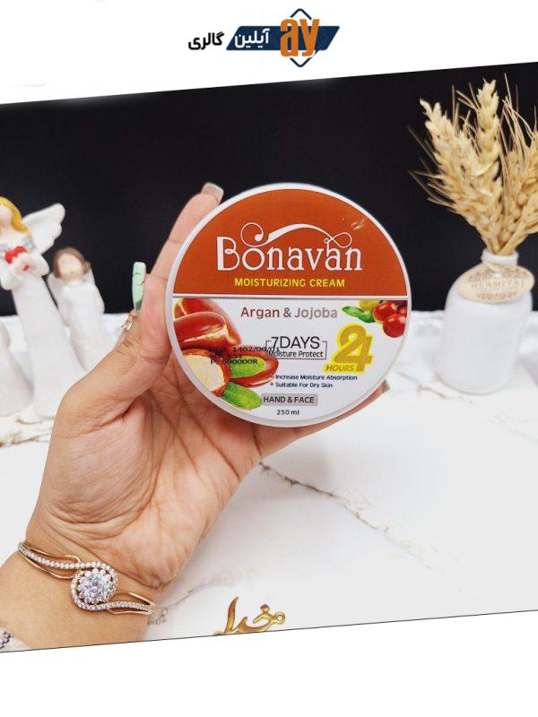 کرم مرطوب کننده کاسه ای دست و صورت رایحه آرگان جوجوبا برند بناوان BONAVAN