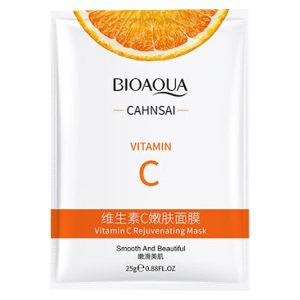 ماسک صورت بایو آکوا مدل ویتامین C وزن 25 گرم بسته 5 عددی به همراه ماسک صورت حجم 2 میلی لیتر بسته 10 عددی