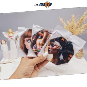 آینه طرح دختر مدلینگ 8 ضلعی طرح رندم