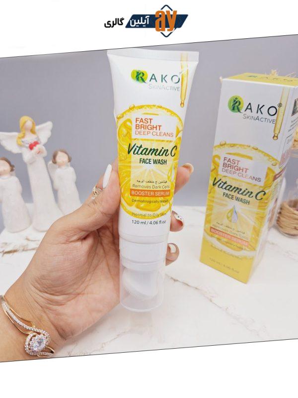 فوم براش دار سفیدکننده و تمیز کننده عمیق پوست عصاره ویتامین سی راکو RAKO اصلی کد RK1095